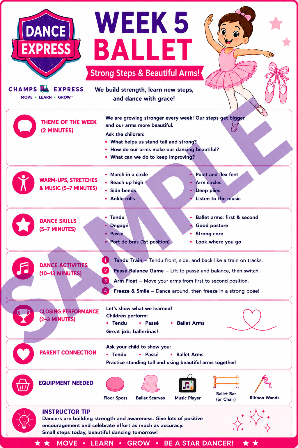 Dance Express Week 5 – Ballet curriculum sheet